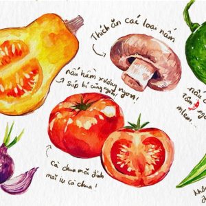 VẼ CÁC LOẠI NGUYÊN LIỆU/ MÓN ĂN BẰNG MÀU NƯỚC
